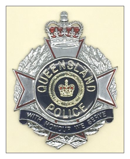 Queensland Police Chrome/Enamel Cap Badge (Ref 903)
